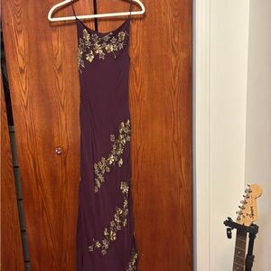 Maxi Purple Slip Dress with Spaghetti Straps for Cocktail